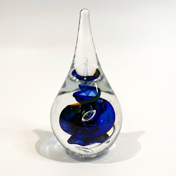 Marian Pyrcak Teardrop Glass Paperweight Signed Polish Studio Art Glass 5.5" - Picture 3 of 9